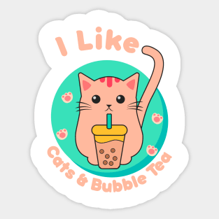 I Like Cats & Bubble Tea Sticker